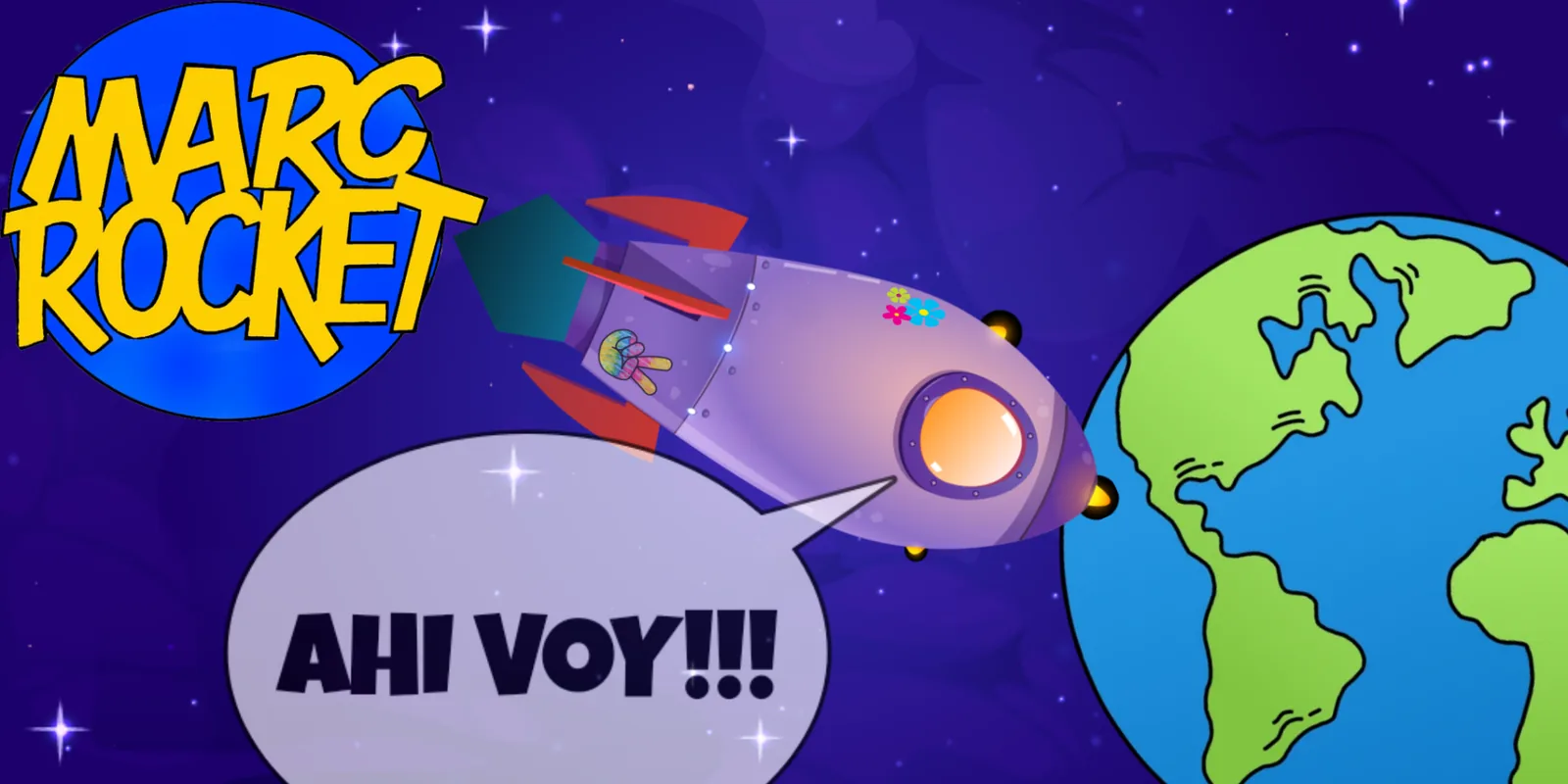 Marc Rocket flying to Earth illustration